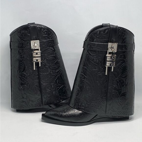 Givenchy Shark Lock Cowboy Ankle Boots In Western Leather size 39 - Picture 8 of 16